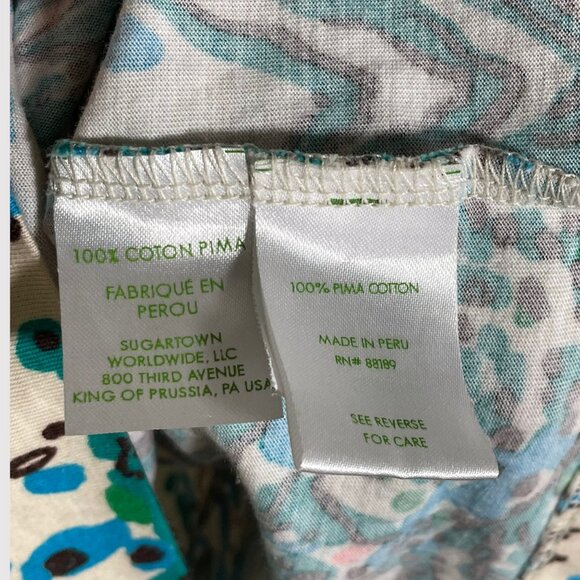 Lilly Pulitzer Size S Green Blue Sea Oat Escapades Corine Pima Cotton Mini Dress - Picture 6 of 8